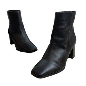 Inc International Concepts Women's Black Leather Inc-Dasha Heeled Booties Sz 9M